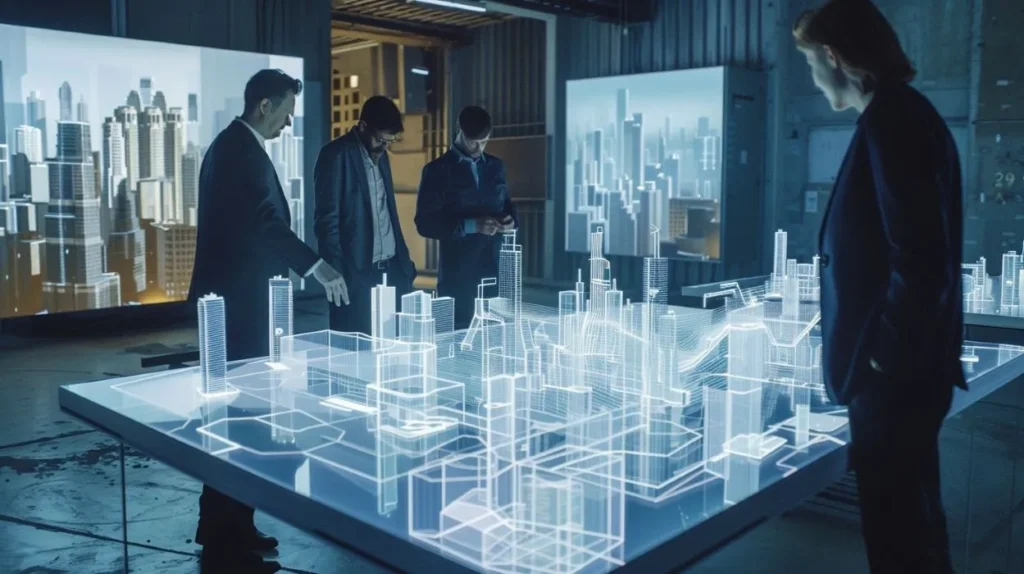 4 Persons standing in thier office decided to make a city which is 3d .